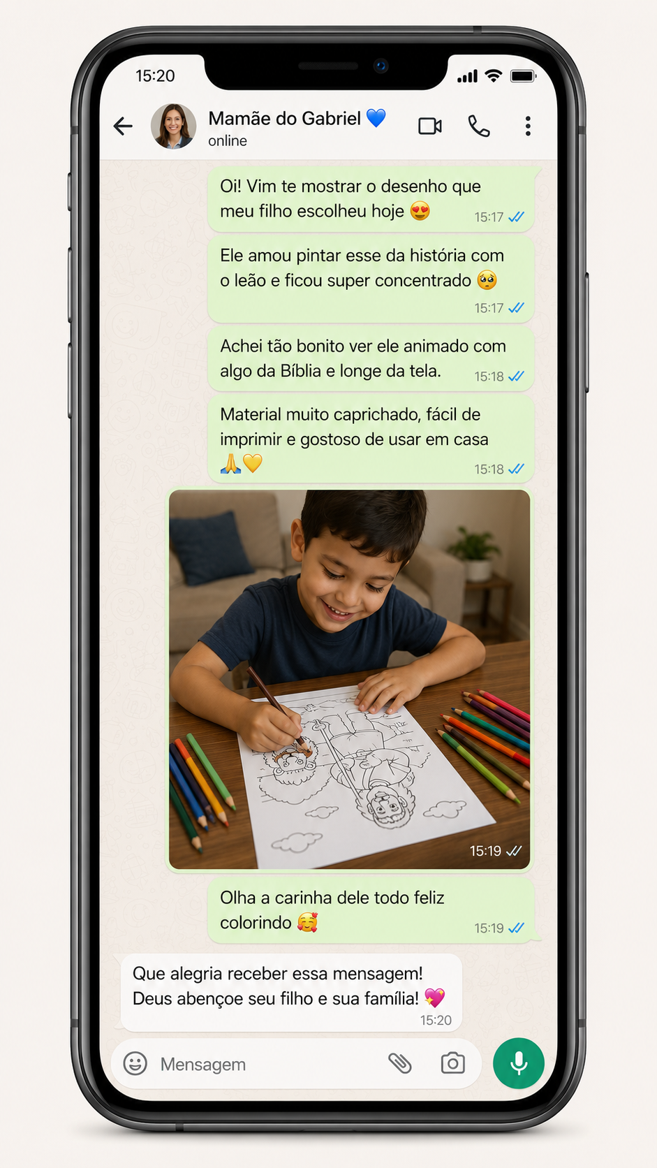 Depoimento de cliente no WhatsApp