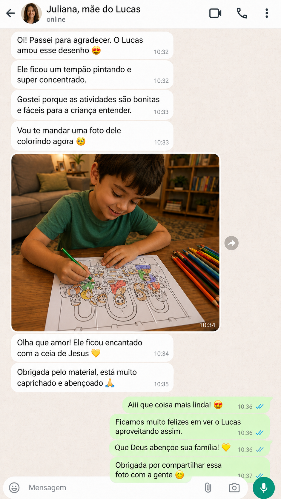 Depoimento de cliente no WhatsApp
